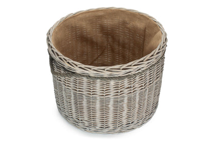 Grey Wash Willow Round Storage Basket Size 3 - Large