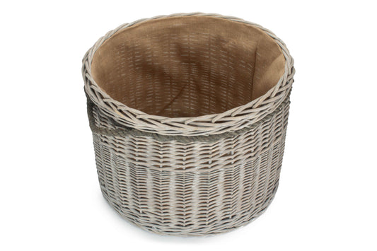 Grey Wash Willow Round Storage Basket Size 3 - Large
