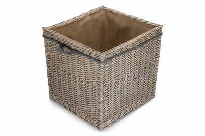 Grey Wash Willow Square Storage Basket Size 3 - Large