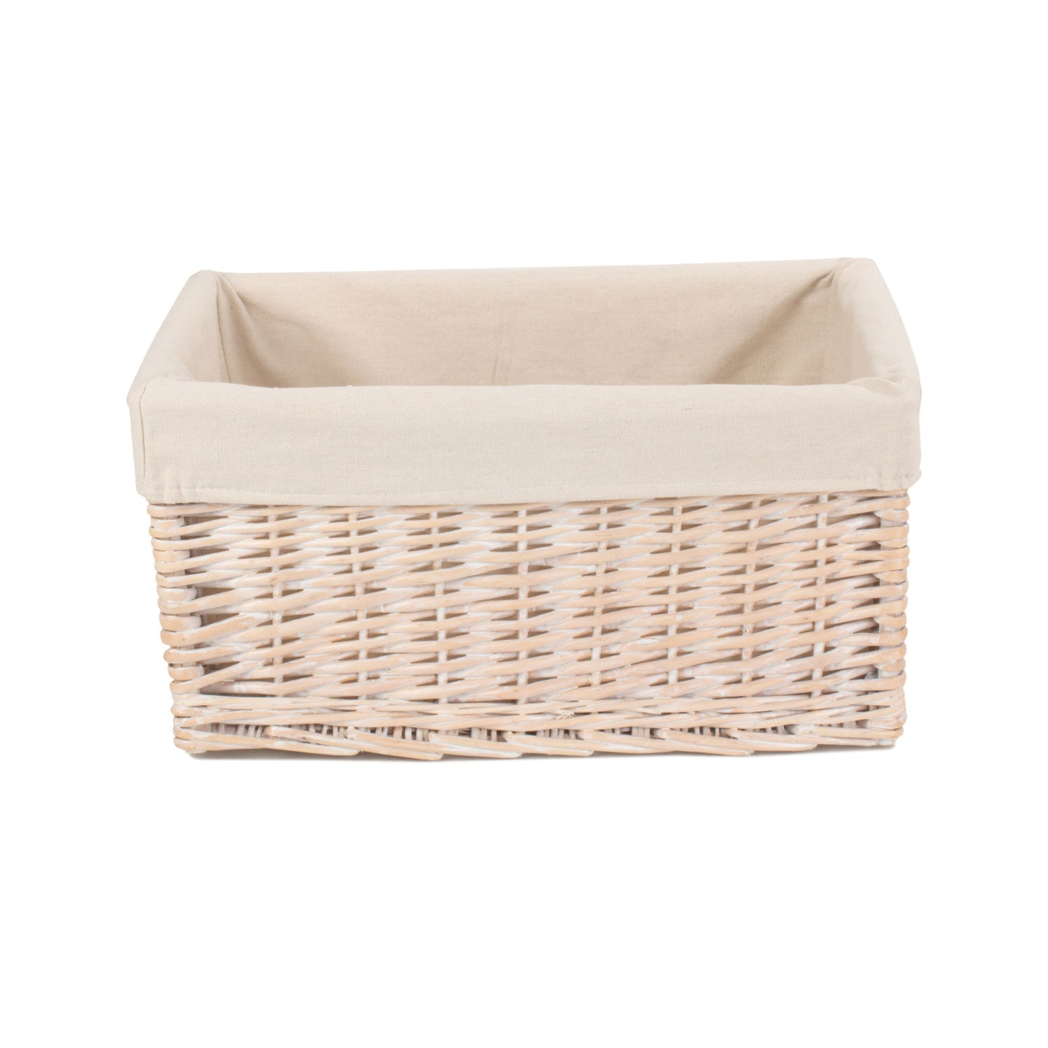 Large White Wash Willow Storage Basket with White Lining