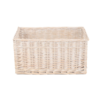 Large White Wash Willow Storage Basket