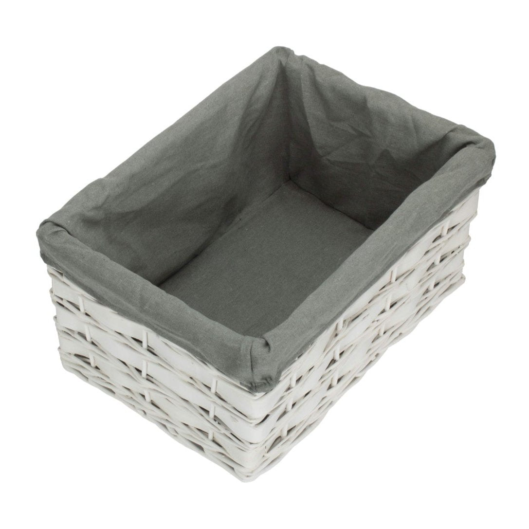 Large White Scandi Storage Basket with Grey Sage Lining