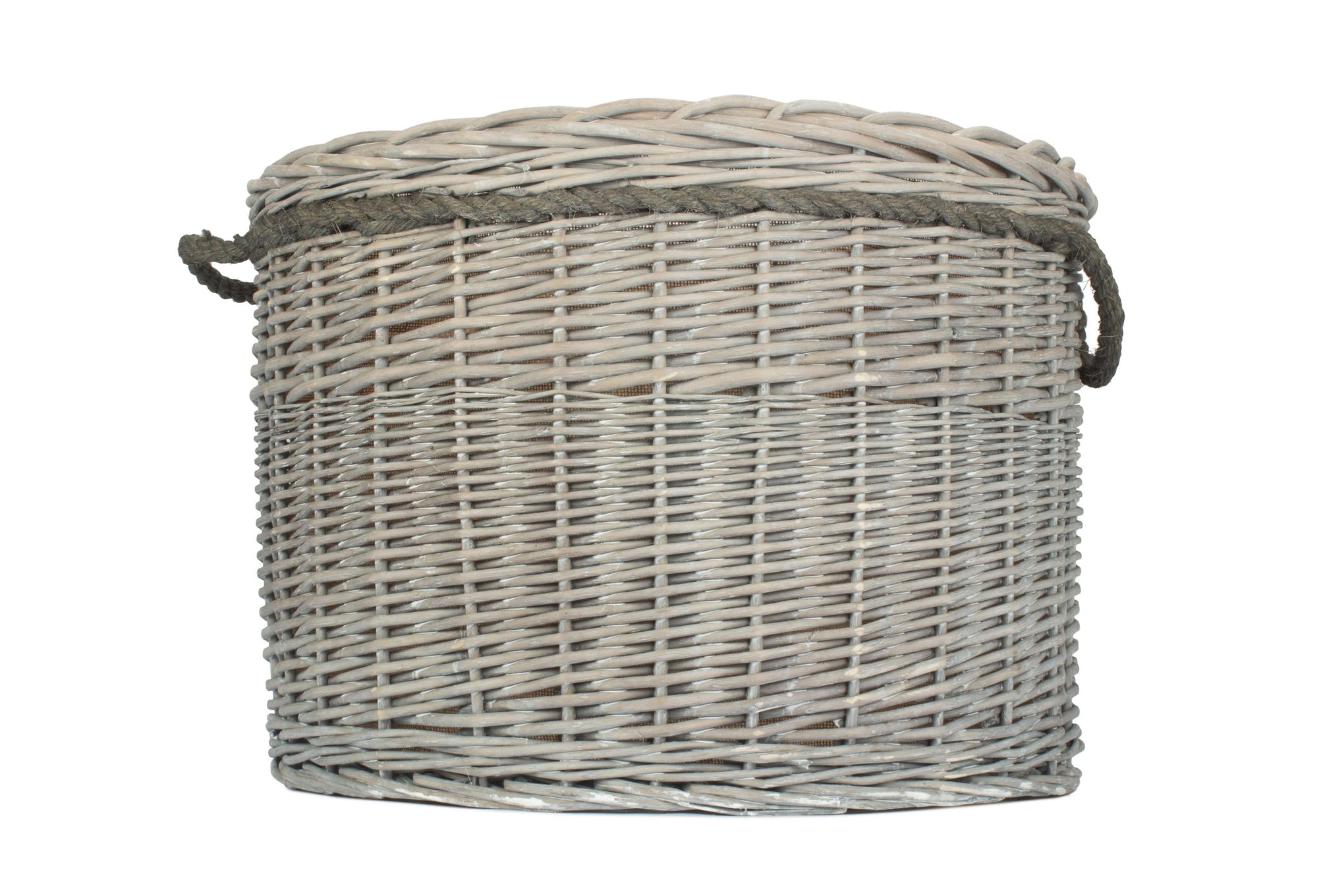 Grey Wash Willow Round Storage Basket Size 3 - Large