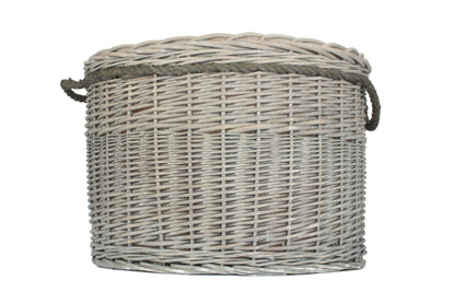 Grey Wash Willow Round Storage Basket Size 3 - Large