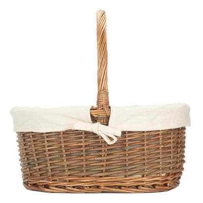 Oval Unpeeled Willow Shopper Basket with White Lining - Size 3 Large