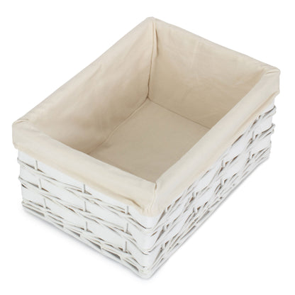 Large White Scandi Storage Basket with White Lining
