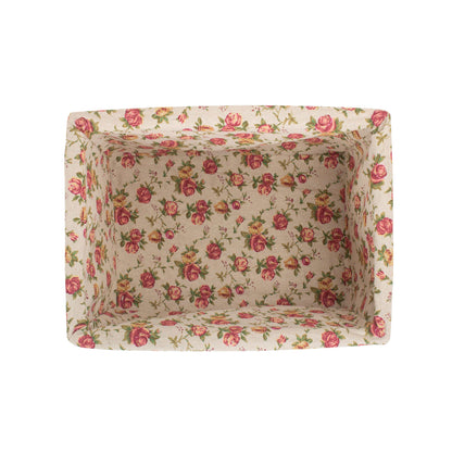 Large Double Steamed Willow Storage Basket with Garden Rose Lining