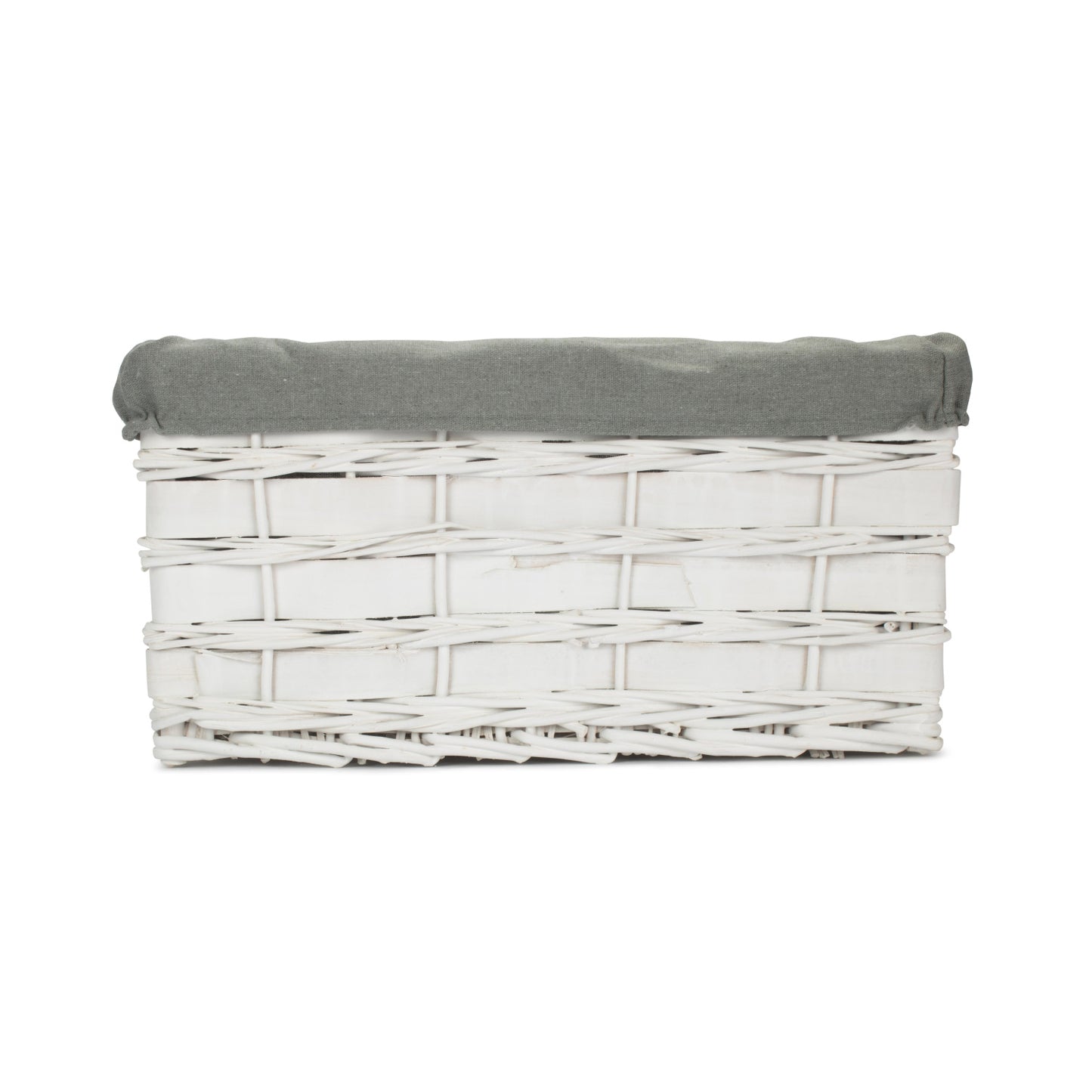 Large White Scandi Storage Basket with Grey Sage Lining