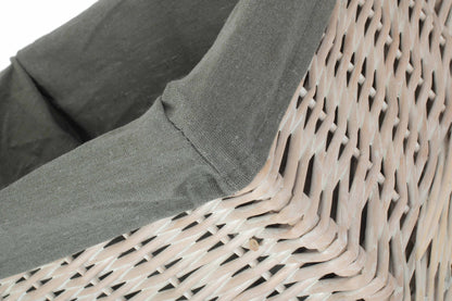 Large White Wash Willow Storage Basket with Grey Sage Lining