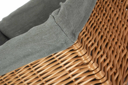Large Double Steamed Willow Storage Basket with Grey Sage Lining