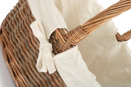 Oval Unpeeled Willow Shopper Basket with White Lining - Size 3 Large