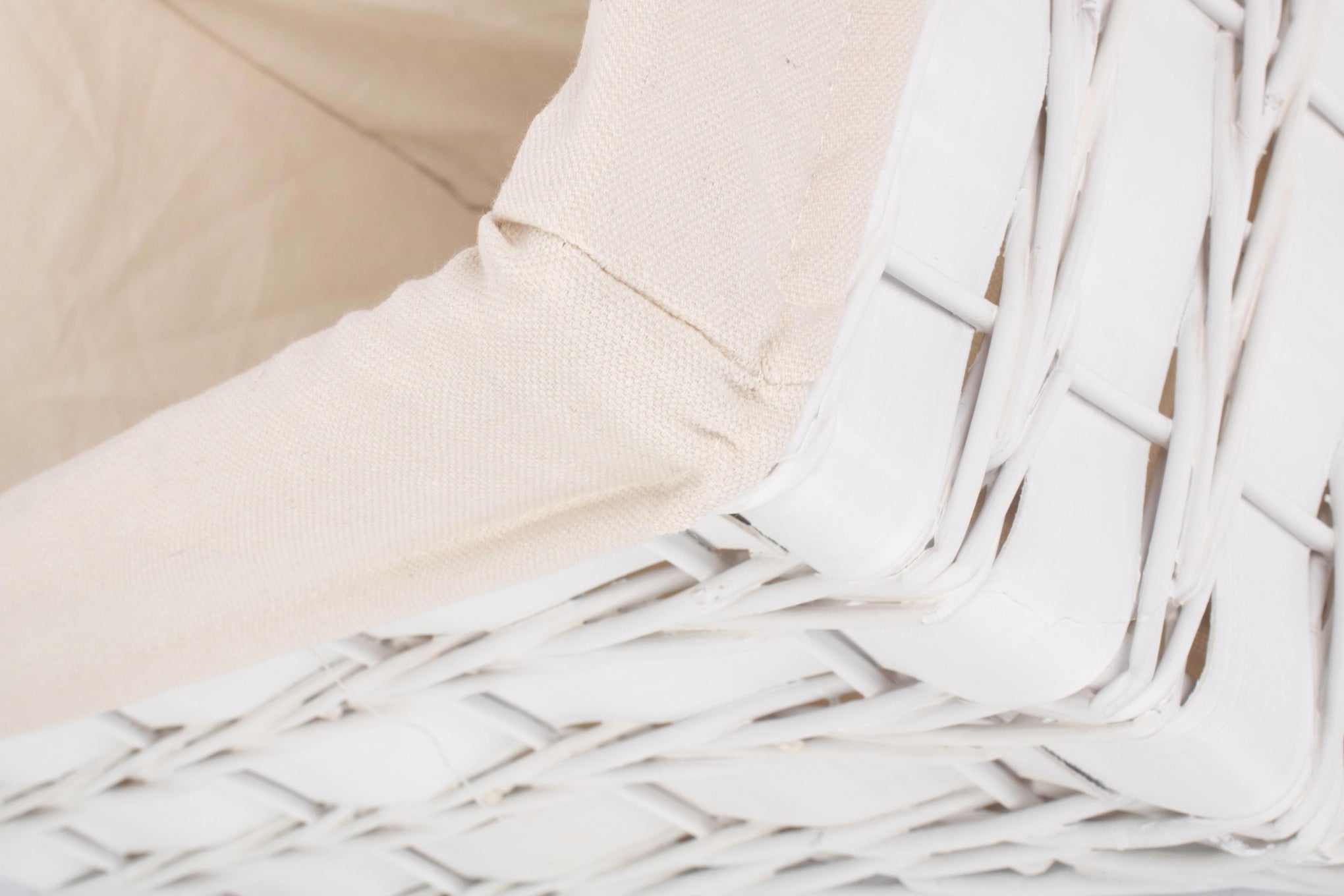 Large White Scandi Storage Basket with White Lining