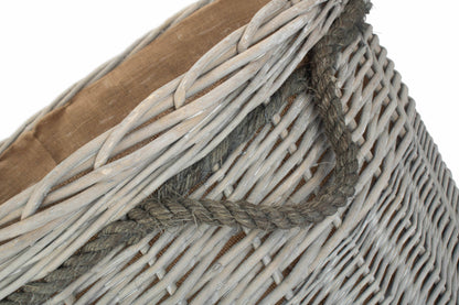 Grey Wash Willow Round Storage Basket Size 3 - Large