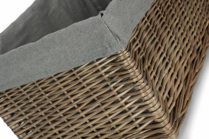 Large Antique Wash Willow Storage Basket with Grey Sage Lining