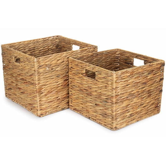 Water Hyacinth Square Storage Basket Set 2