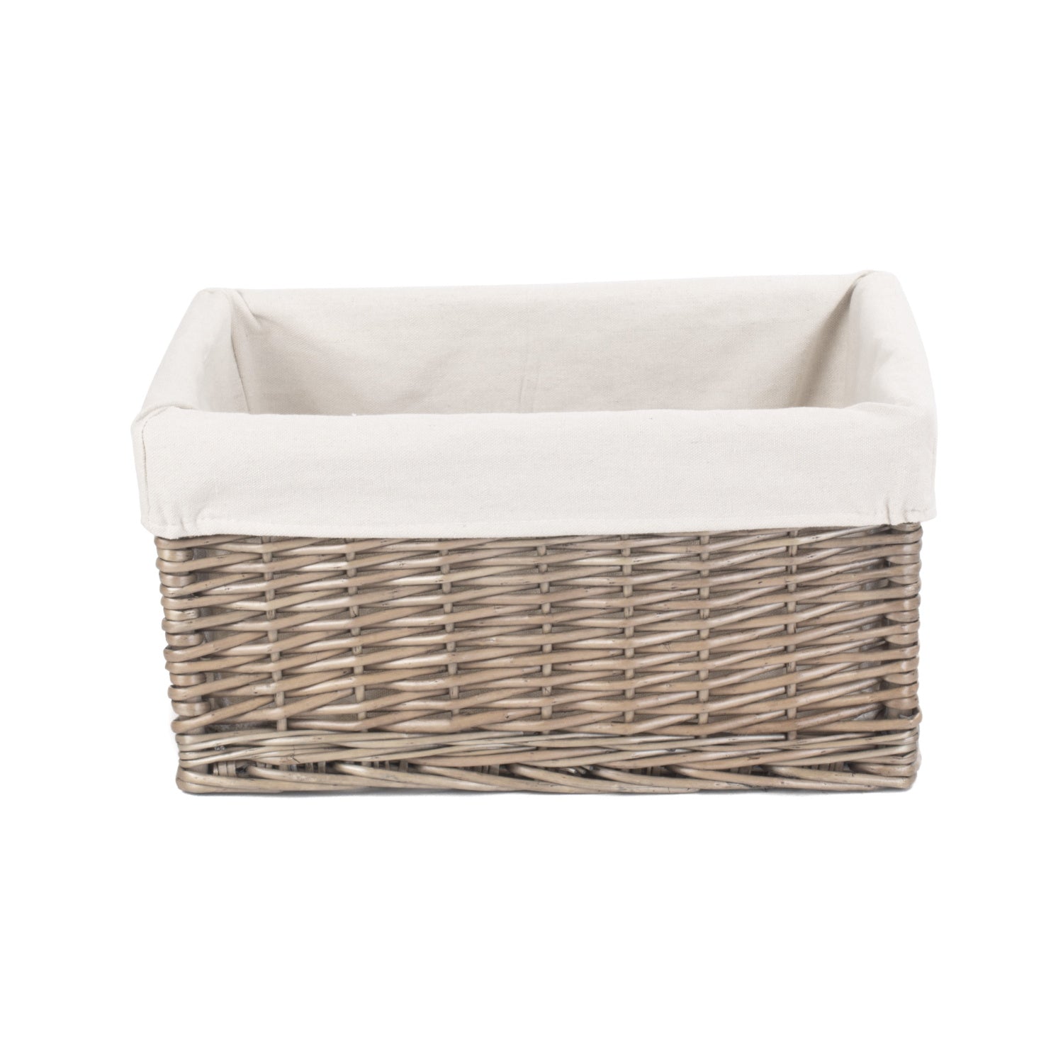 Extra Large Antique Wash Willow Storage Basket with White Lining