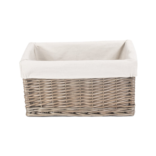 Extra Large Antique Wash Willow Storage Basket with White Lining