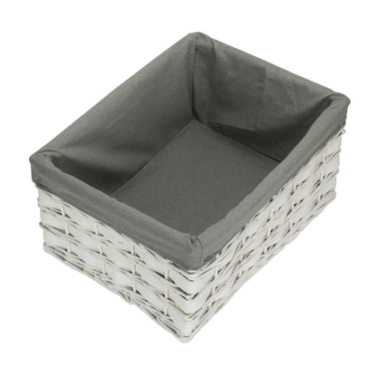 Extra Large White Scandi Storage Basket with Grey Sage Lining