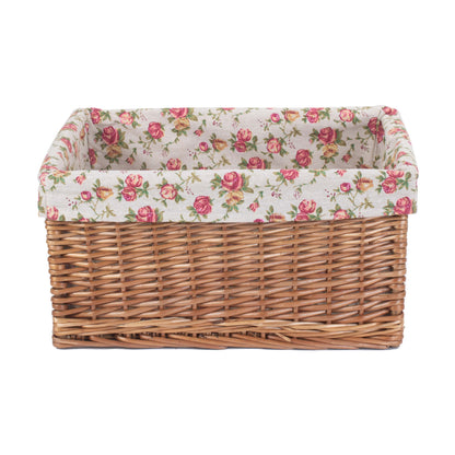 Extra Large Double Steamed Willow Storage Basekt with Garden Rose Lining