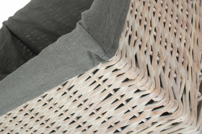 Extra Large White Wash Willow Storage Basket with Grey Sage Lining