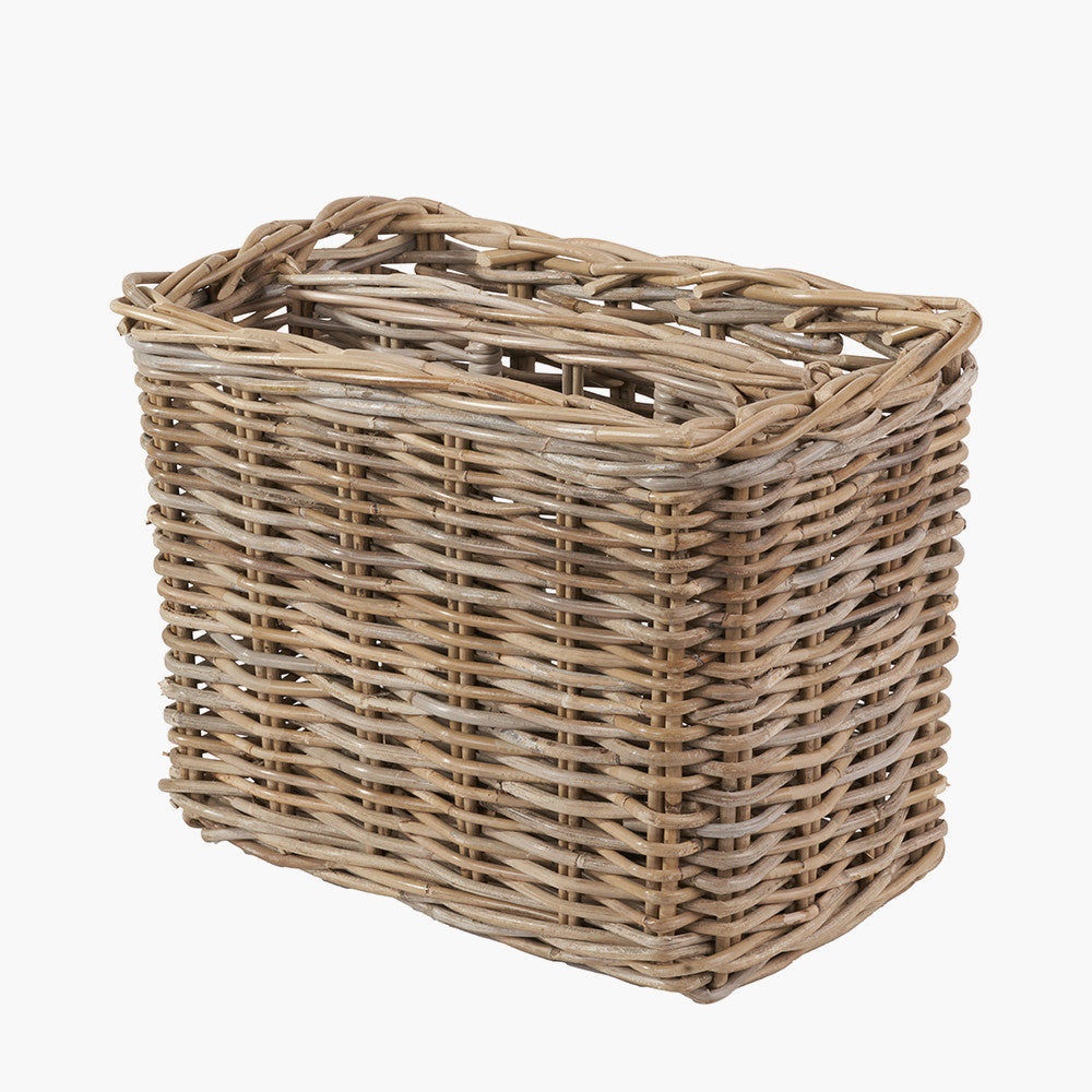 Grey Kubu Rattan Magazine Basket
