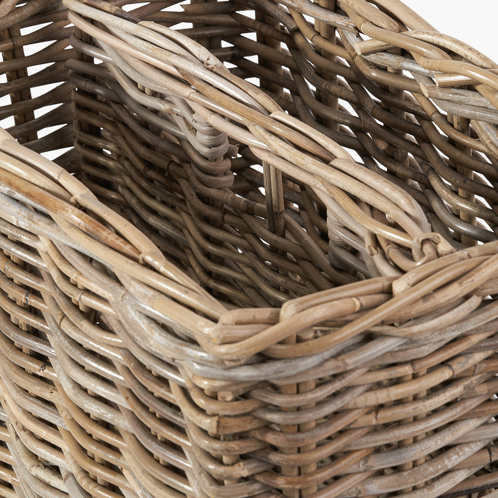 Grey Kubu Rattan Magazine Basket