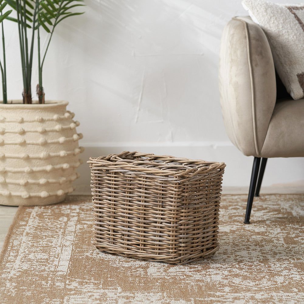 Grey Kubu Rattan Magazine Basket