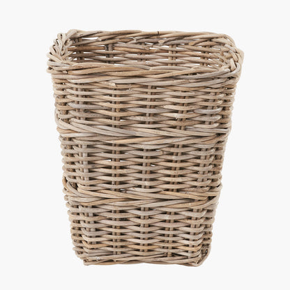 Grey Kubu Rattan Square Waste Paper Bin