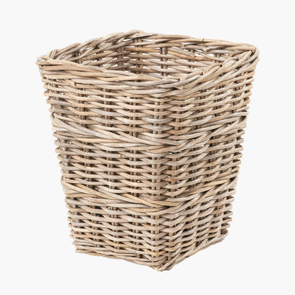 Grey Kubu Rattan Square Waste Paper Bin
