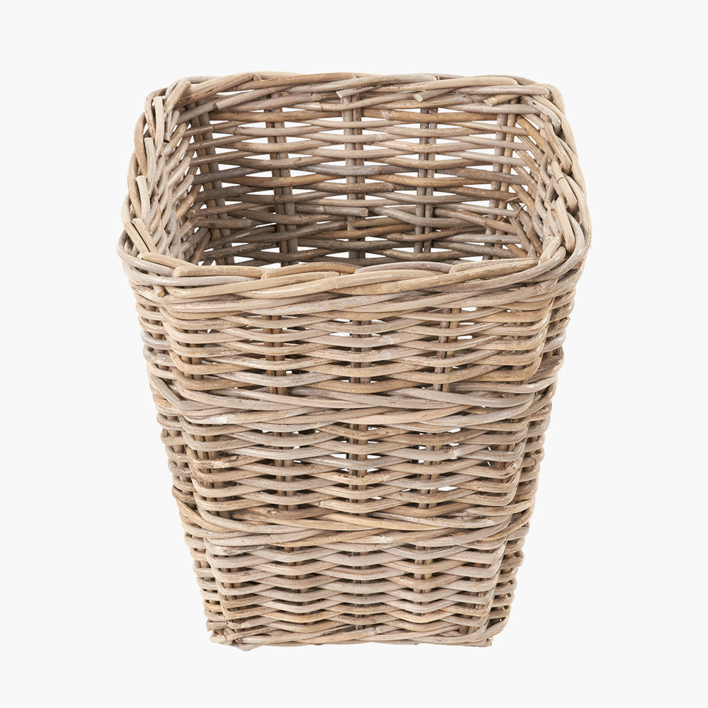 Grey Kubu Rattan Square Waste Paper Bin