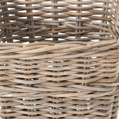 Grey Kubu Rattan Square Waste Paper Bin