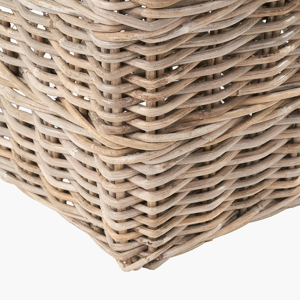 Grey Kubu Rattan Square Waste Paper Bin