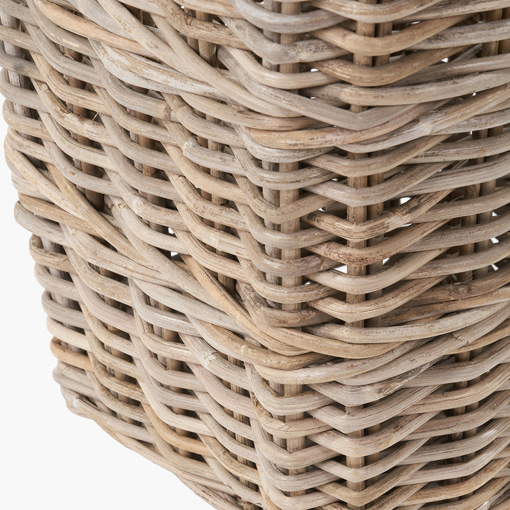 Grey Kubu Rattan Square Waste Paper Bin