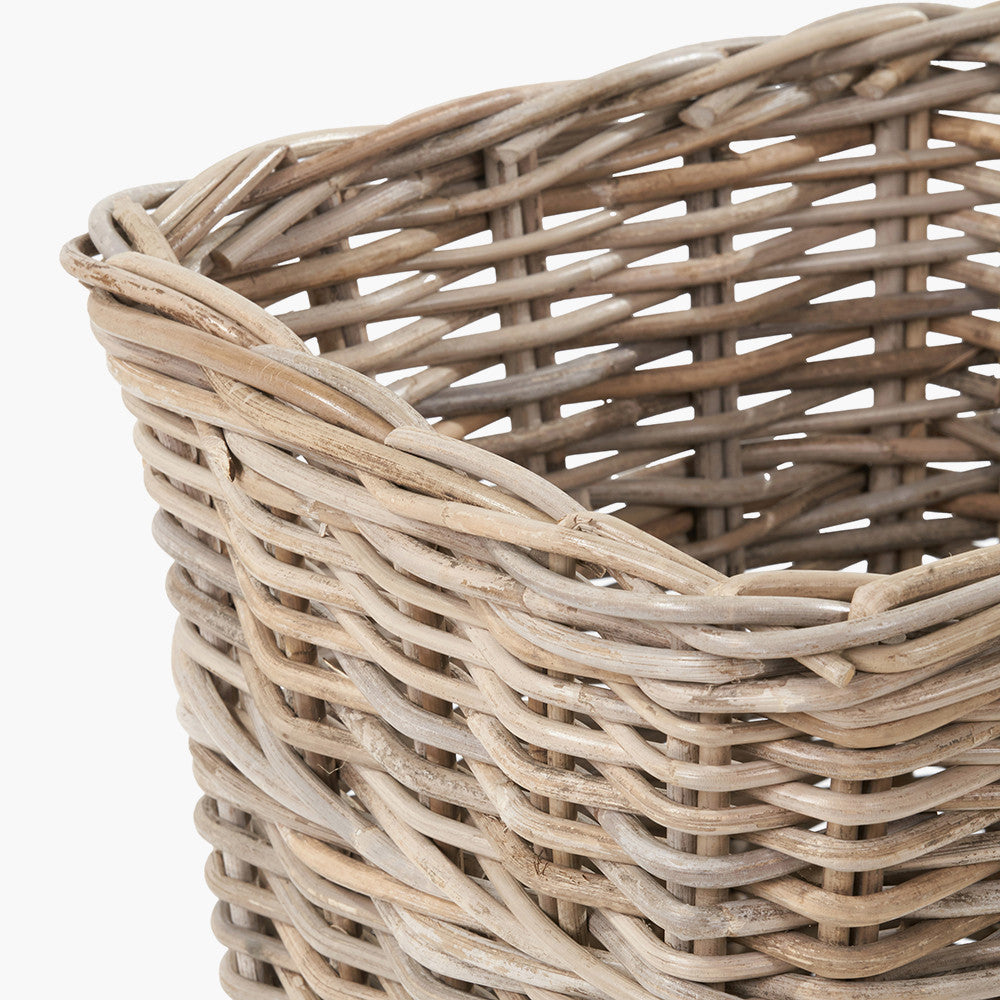 Grey Kubu Rattan Square Waste Paper Bin