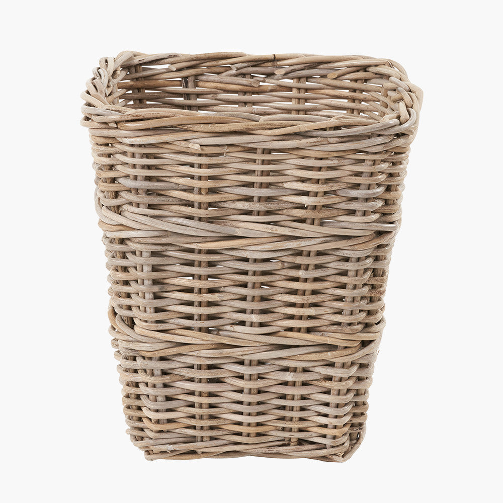 Grey Kubu Rattan Square Waste Paper Bin
