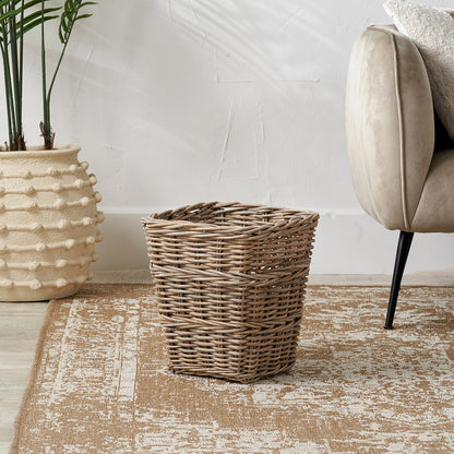 Grey Kubu Rattan Square Waste Paper Bin