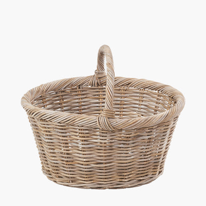 Set of 3 Grey Kubu Rattan Oval Shopping Basket with 2 Rectangular Storage Baskets