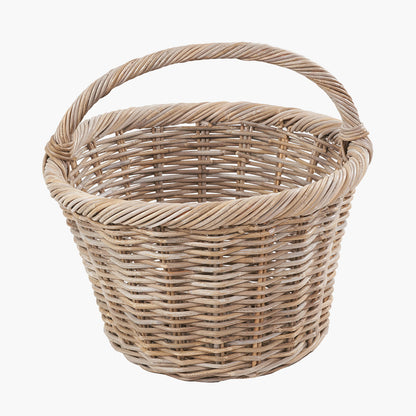 Set of 3 Grey Kubu Rattan Oval Shopping Basket with 2 Rectangular Storage Baskets