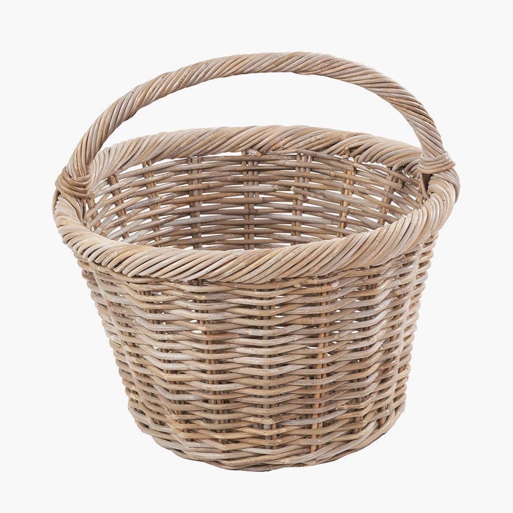 Set of 3 Grey Kubu Rattan Oval Shopping Basket with 2 Rectangular Storage Baskets