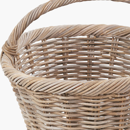 Set of 3 Grey Kubu Rattan Oval Shopping Basket with 2 Rectangular Storage Baskets