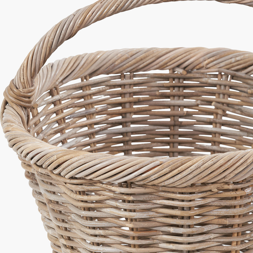Set of 3 Grey Kubu Rattan Oval Shopping Basket with 2 Rectangular Storage Baskets