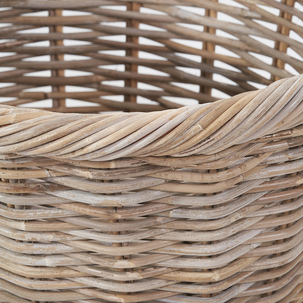 Set of 3 Grey Kubu Rattan Oval Shopping Basket with 2 Rectangular Storage Baskets