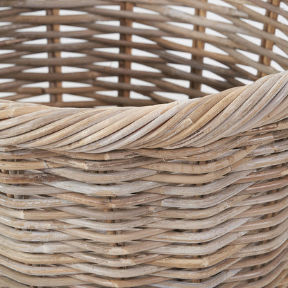Set of 3 Grey Kubu Rattan Oval Shopping Basket with 2 Rectangular Storage Baskets