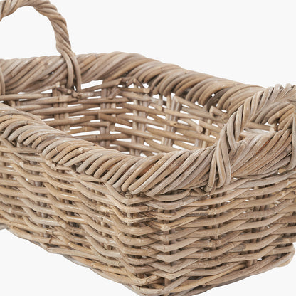 Set of 3 Grey Kubu Rattan Oval Shopping Basket with 2 Rectangular Storage Baskets