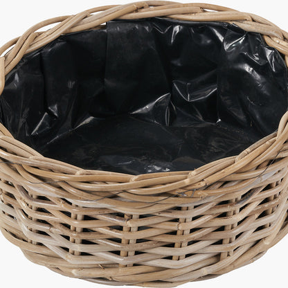 Set of 3 Indoor/Outdoor Grey Kubu Rattan Round Basket Planters