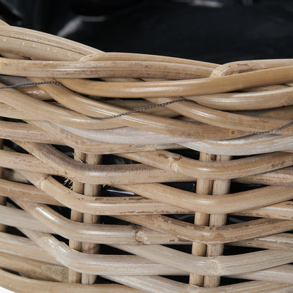 Set of 3 Indoor/Outdoor Grey Kubu Rattan Round Basket Planters