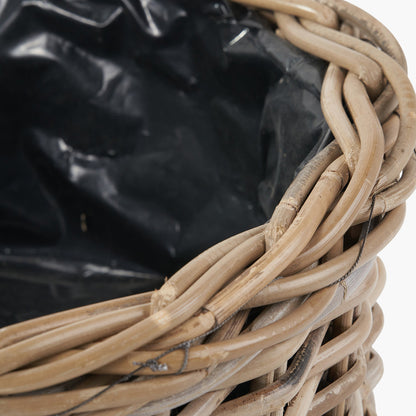 Set of 3 Indoor/Outdoor Grey Kubu Rattan Round Basket Planters