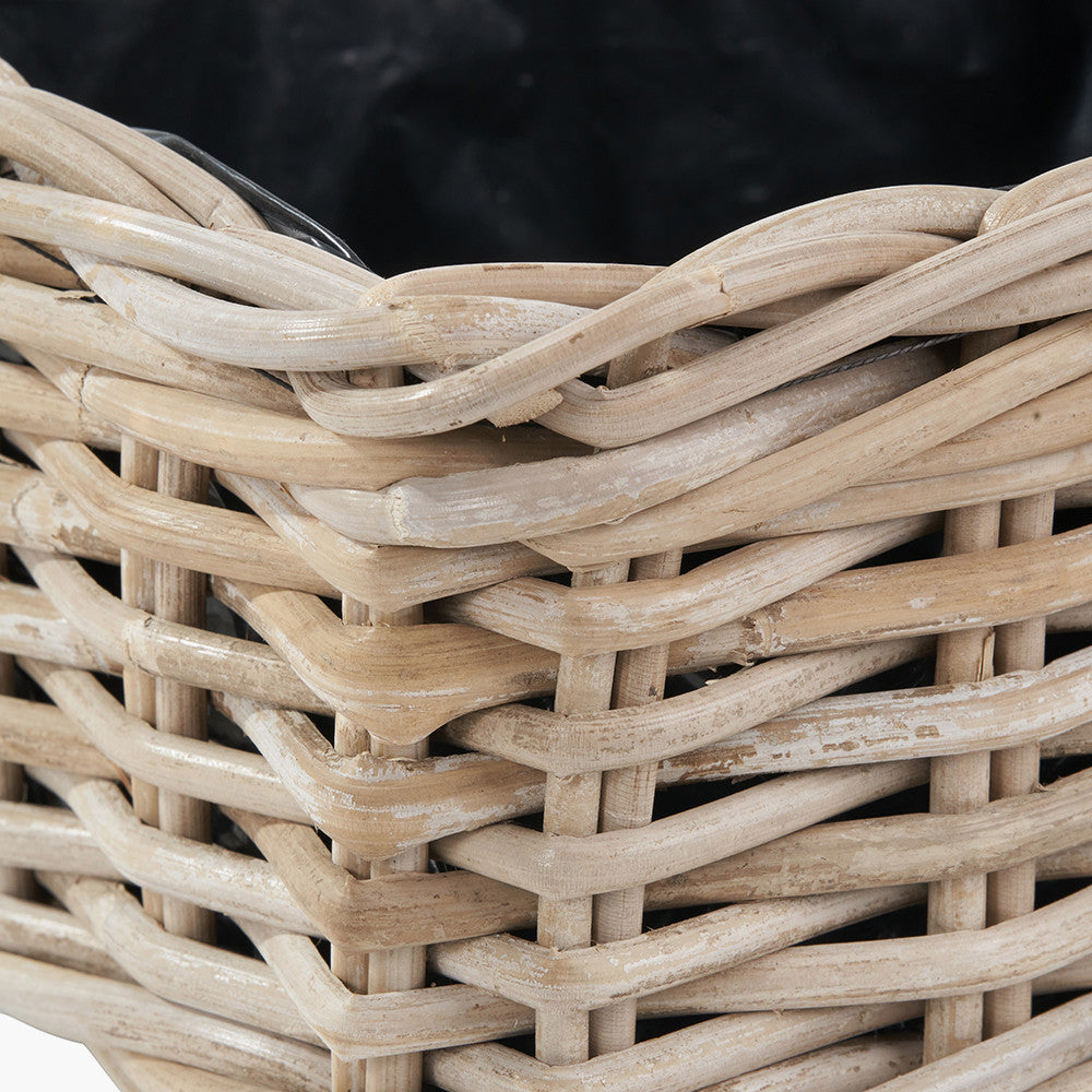 Set of 3 Indoor/Outdoor Grey Kubu Rattan Square Basket Planters