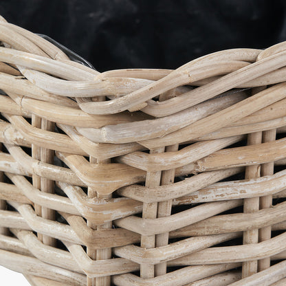 Set of 3 Indoor/Outdoor Grey Kubu Rattan Square Basket Planters
