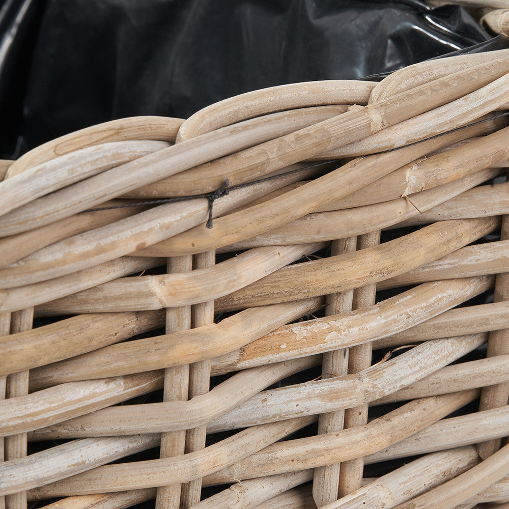 Set of 3 Indoor/Outdoor Grey Kubu Rattan Square Basket Planters